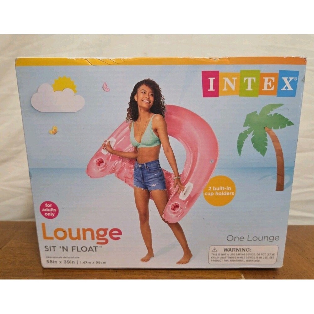 INTEX Sit 'N Float Inflatable Floating Swimming Pool Adult Lounge Chair Pink New